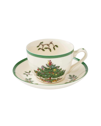 Spode - Tekopp med fat Christmas Tree 20 cl - Vit