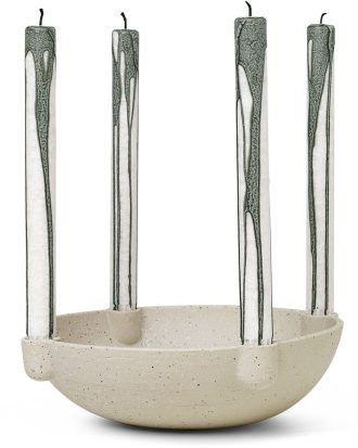 Ferm Living Bowl Ljushållare 27 Cm - Ljusstakar Stengods Sand