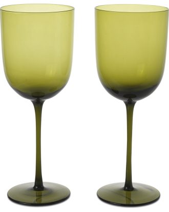 Ferm Living Host Rödvins 2-pack - Vinglas Glas Mossgrön