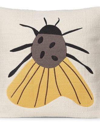 Ferm Living Kids Forest Prydnadskudde Broderad 40x40 Cm Moth - Prydnadskuddar & Fodral Ull Off-White