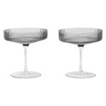 Ferm Living Ripple Champagne Kupa 2-pack Smoked Grey - Champagneglas Munblåst Glas Rökgrå