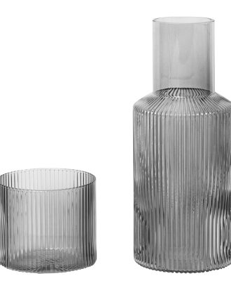 Ferm Living Ripple Litet Karaffset Smoked Grey - Vattenkaraffer & Vattenkannor Munblåst Glas Rökgrå