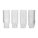 Ferm Living Ripple Long Drinkglas 4-pack - Highballglas & Longdrinkglas Munblåst Glas Klar