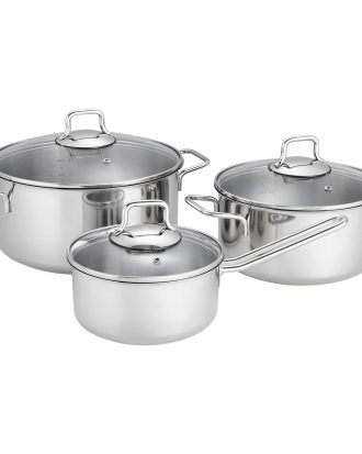 Fiskars Grytset 3 Delar - Grytor Glas Stål