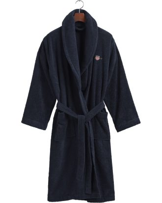 Gant Home Archive Shield Badrock Kvällsblå S - Badrockar & tofflor Ekologisk Bomull Evening Blue