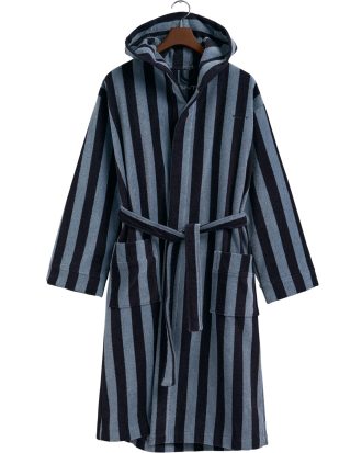Gant Home Barstripe Morgonrock M - Badrockar & tofflor Ekologisk Bomull Yankee Blue