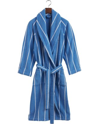 Gant Home Stripe Badrock L - Badrockar & tofflor Ekologisk Bomull Blue Bell