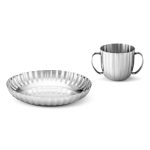Georg Jensen Set Djup Tallrik Med Mugg För Barn 2 Delar - Barnserviser Rostfritt Stål