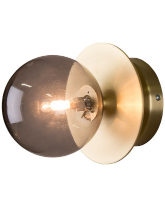 Globen Lighting Art Deco Vägg/taklampa Rökfärgad / Mässing - Badrumsbelysning Glas Borstad Mässing