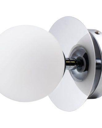 Globen Lighting Art Deco Vägg-/taklampa Krom / - Badrumsbelysning Glas Vit