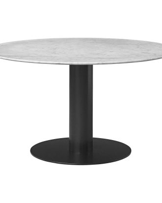 Gubi 2.0 Matbord Bianco Carrara/ Ø130 Cm - Matbord & Barbord Metall Svart