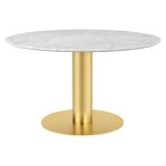 Gubi 2.0 Matbord / Marmor Ø130 Cm - Matbord & Barbord Mässing Vit