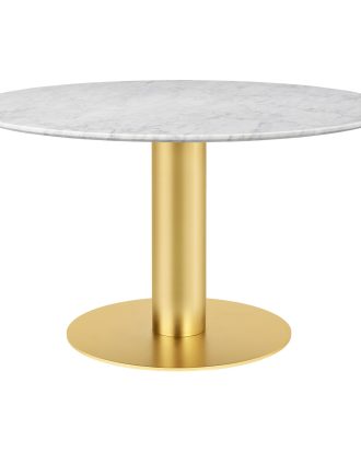 Gubi 2.0 Matbord / Marmor Ø130 Cm - Matbord & Barbord Mässing Vit