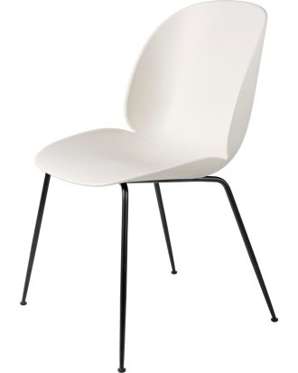 Gubi Beetle Stol Oklädd Conic Base Matt Black - Stolar Stål Alabaster White
