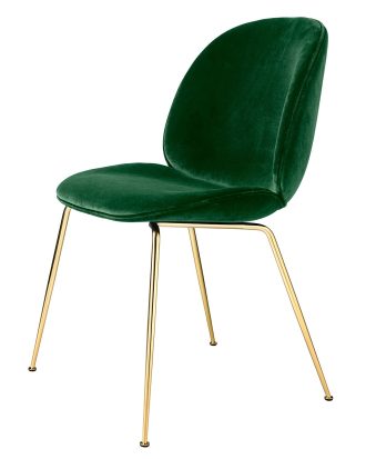 Gubi Beetle Stol Helklädd Conic Base Velluto Cotone 234 - Stolar Mässing Grön