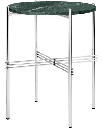 Gubi Ts Sidobord 40 Cm Polerat Stål / - Sidobord & Avlastningsbord Guatemalamarmor Grön