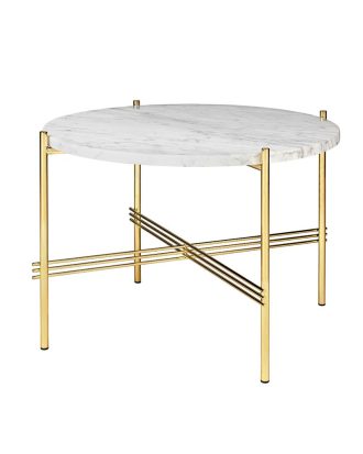 Gubi Ts Soffbord 55 Cm Mässing / - Soffbord Carraramarmor Vit