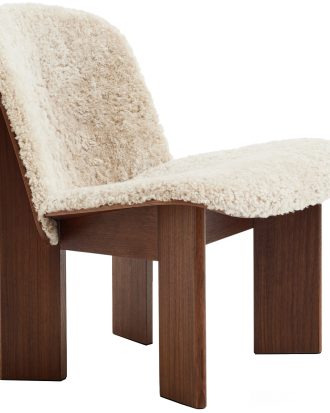 Hay Chisel Loungefåtölj Med Klädd Framsida / Fårskinn Mohawi 21 - Fåtöljer sfanér Valnöt