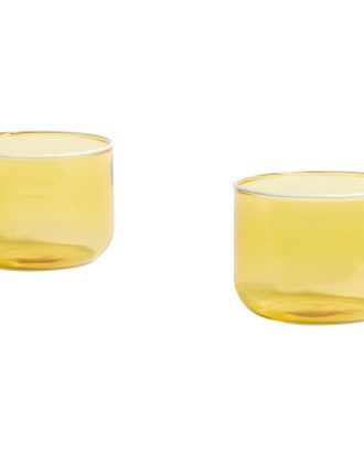 Hay Tint Glas 2-pack / Vit Kant - Dricksglas Borosilikatglas Ljusgul