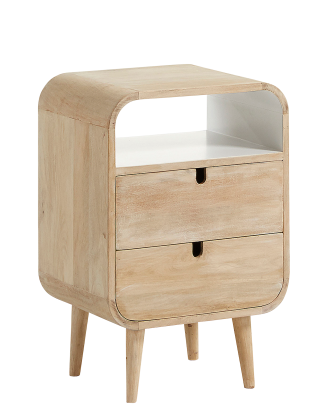 Kave Home - Sängbord GERALD 40x60 mangoträ/vit - Natur