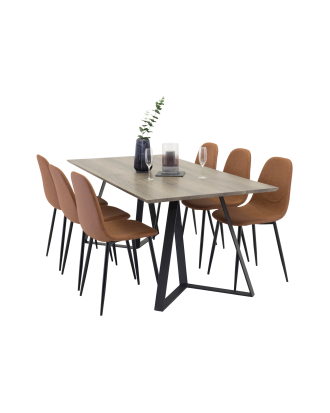 Venture Home - Matgrupp Marina med 6st matstolar Polar - Grå