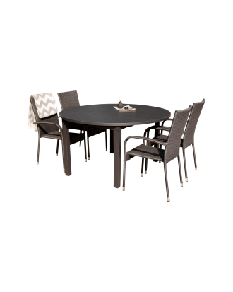 Venture Home - Matgrupp Marbella med 4st matstolar Anna - Svart