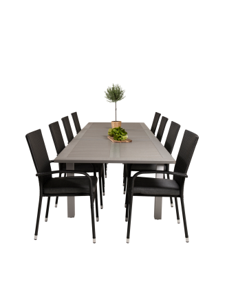 Venture Home - Matgrupp Albany med 8st matstolar Anna - Grå