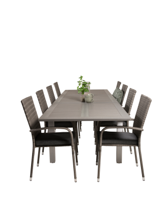 Venture Home - Matgrupp Albany med 8st matstolar Anna - Grå