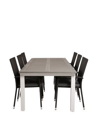 Venture Home - Matgrupp Albany med 6st matstolar Anna - Grå