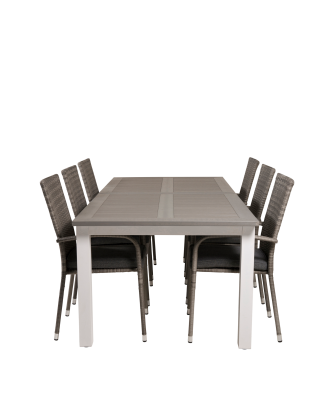 Venture Home - Matgrupp Albany med 6st matstolar Anna - Grå