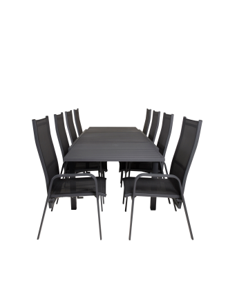 Venture Home - Matgrupp Marbella med 8st matstolar Copacabana - Svart