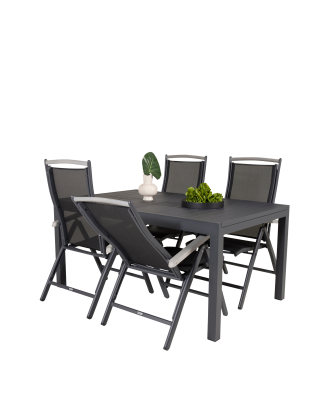 Venture Home - Matgrupp Marbella med 4st matstolar Albany - Svart