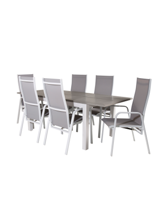 Venture Home - Matgrupp Albany med 6st matstolar Copacabana - Grå