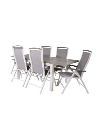 Venture Home - Matgrupp Albany med 6st matstolar Albany - Grå