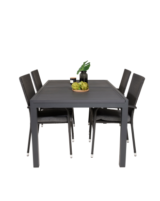 Venture Home - Matgrupp Marbella med 4st matstolar Anna - Svart