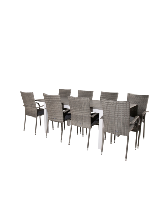 Venture Home - Matgrupp Albany med 8st matstolar Anna - Grå