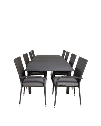 Venture Home - Matgrupp Marbella med 8st matstolar Anna - Svart