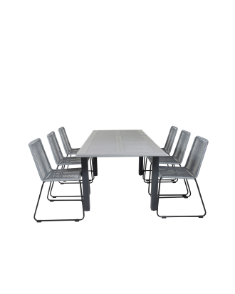 Venture Home - Matgrupp Athena inkl 6st Levis matstolarar - Grå