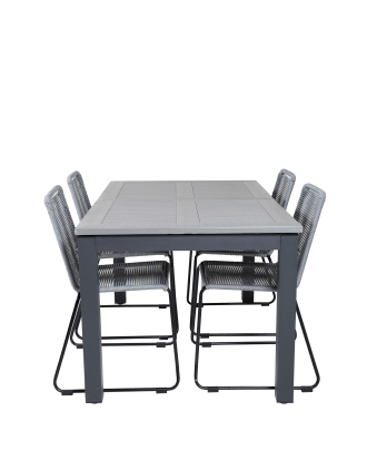 Venture Home - Matgrupp Athena inkl 4st Levis matstolarar - Grå