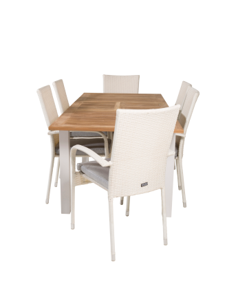 Venture Home - Matgrupp Pila inkl 6st stapelbar Anna matstolar - Natur