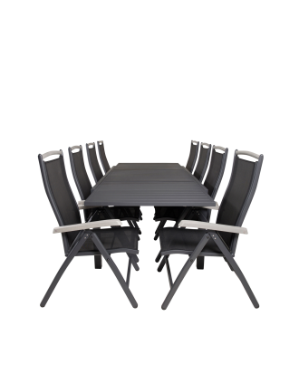 Venture Home - Matgrupp Marbella med 8st matstolar Albany - Svart
