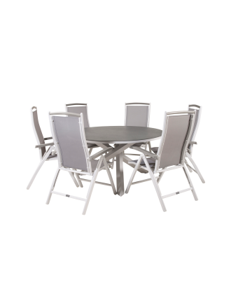 Venture Home - Matgrupp Copacabana med 6st matstolar Albany - Vit