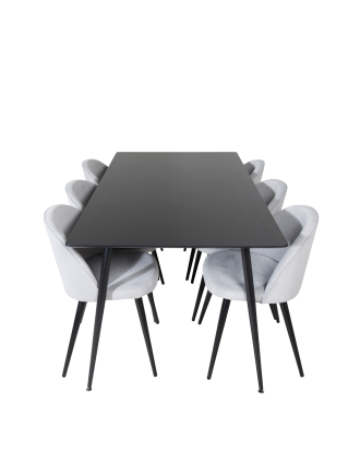Venture Home - Matgrupp Silar med 6st matstolar Velvet - Svart