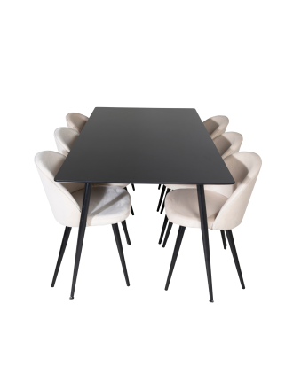 Venture Home - Matgrupp Solhem inkl 6st matstolar Valleta - Svart
