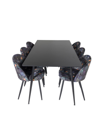 Venture Home - Matgrupp Silar med 6st matstolar Velvet - Svart