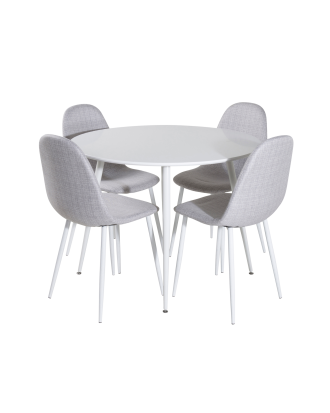 Venture Home - Matgrupp Plaza med 4st matstolar Polar - Vit