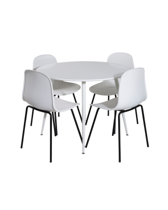 Venture Home - Matgrupp Plaza med 4st matstolar Arctic - Vit