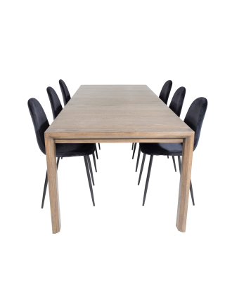 Venture Home - Matgrupp Slider med 6st matstolar Polar - Brun