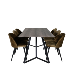 Venture Home - Matgrupp Marina med 6st matstolar Velvet Deluxe - Grå