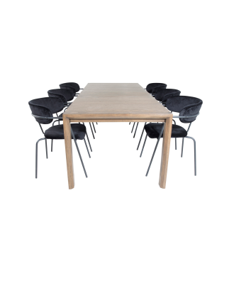 Venture Home - Matgrupp Slider med 6st matstolar Arrow - Svart